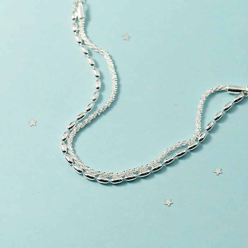 New 925 Sterling Silver Fashion Jewelry Double-Deck Babysbreath Simplicity Rice Grains Chain Women's Chain Bracelet
New 925 Sterling Silver Fashion Jewelry Double-Deck Babysbreath Simplicity Rice Grains Chain Women's Chain Bracelet