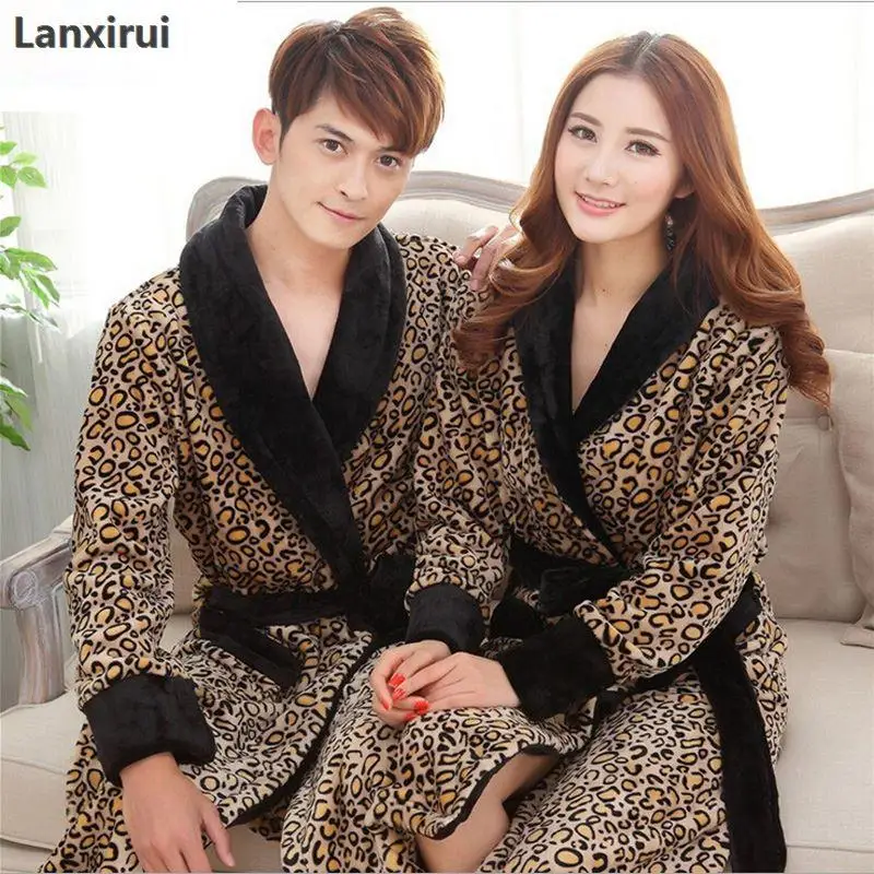 Leopard Print Flannel Lovers Bathrobes Robe Male Women Night Gown Thicken Coral Fleece Pajamas Sleepwear Lounge Kimono Feminino
Leopard Print Flannel Lovers Bathrobes Robe Male Women Night Gown Thicken Coral Fleece Pajamas Sleepwear Lounge Kimono Feminino