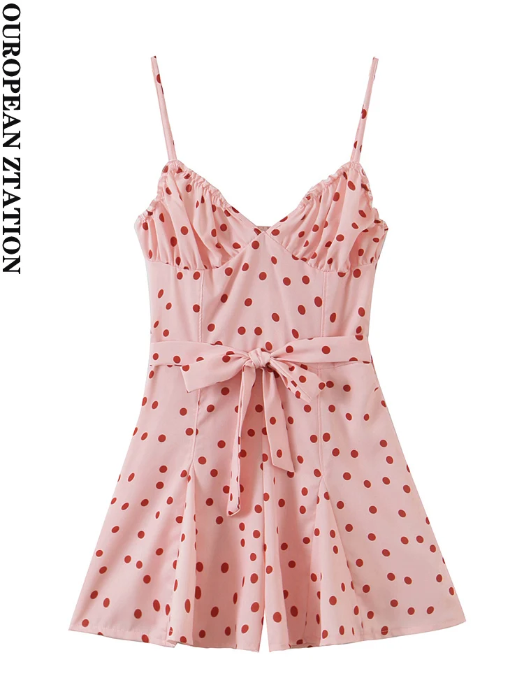 Women 2021 za fashion with belt pink polka dot one piece culottes vintage backless elastic thin straps female jumpsuits mujer
Women 2021 za fashion with belt pink polka dot one piece culottes vintage backless elastic thin straps female jumpsuits mujer