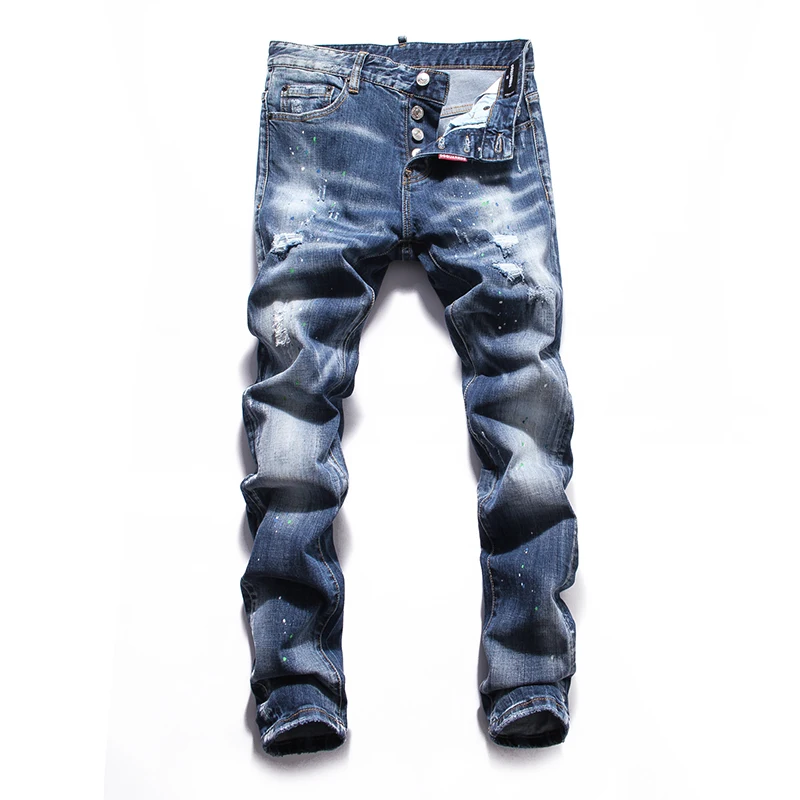 European Italy dsq brand straight Slim gentleman denim trousers zipper blue hole pants jeans for Men
European Italy dsq brand straight Slim gentleman denim trousers zipper blue hole pants jeans for Men