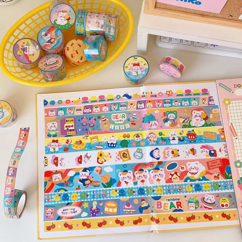 Cute Cartoon Bear Tape Material Hand Account Cup Decoration Tape Paper Student Sticker Stationery Hand Account Sticker Set
Cute Cartoon Bear Tape Material Hand Account Cup Decoration Tape Paper Student Sticker Stationery Hand Account Sticker Set