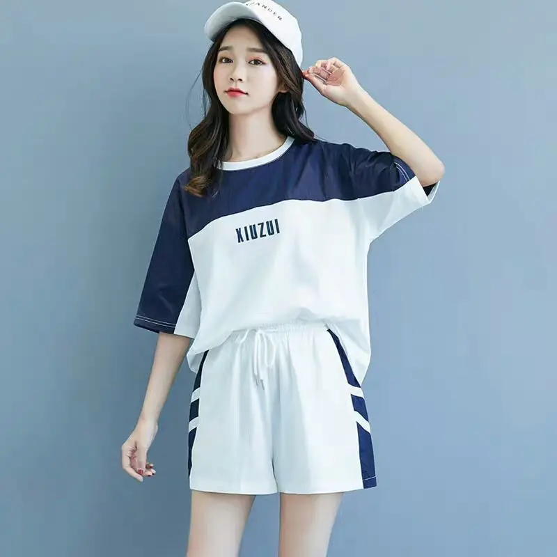 Women's Tracksuit Cotton Sportswear Summer New Students Korean Loose T-Shirt Tops Shorts Two-Piece Suit Sports Running Clothing 
Women's Tracksuit Cotton Sportswear Summer New Students Korean Loose T-Shirt Tops Shorts Two-Piece Suit Sports Running Clothing