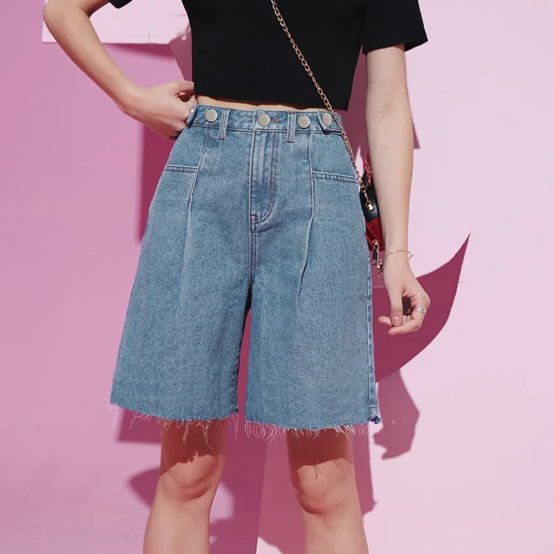 ELFSACK Blue Solid High Waist Wide Leg Women Denim Shorts 2020 Summer ELF White Pure Korean Ladies Daily Bemuda Bottoms
ELFSACK Blue Solid High Waist Wide Leg Women Denim Shorts 2020 Summer ELF White Pure Korean Ladies Daily Bemuda Bottoms