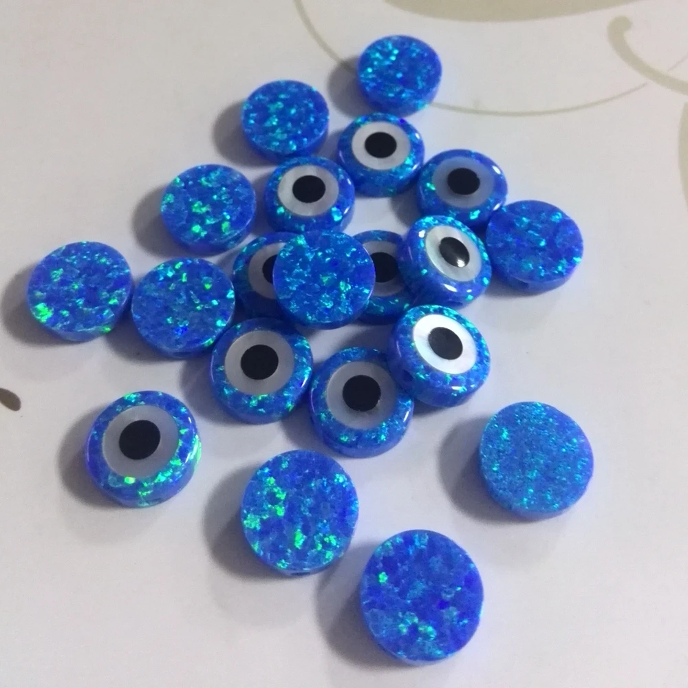 

10pcs /lot 10mm Synthetic Evil Eye Opal stone beads round cabochon opal stone for DIY Jewelry