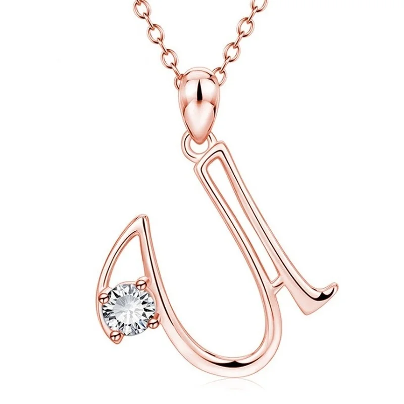 Women's Rose Gold 26 Letter Zircon Necklace Birthday's Gifts Crystal Clavicle Chain for Women Statement Jewelry Fashion Necklace 
Women's Rose Gold 26 Letter Zircon Necklace Birthday's Gifts Crystal Clavicle Chain for Women Statement Jewelry Fashion Necklace