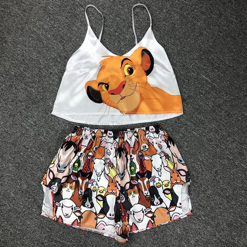 NewAnimal Cartoon Fox Dog Print Sleepwear Pijamas Satin Summer V Neck Sleeveless Sexy Pyjamas Womens Silk Pajamas Sets Home Suit
NewAnimal Cartoon Fox Dog Print Sleepwear Pijamas Satin Summer V Neck Sleeveless Sexy Pyjamas Womens Silk Pajamas Sets Home Suit