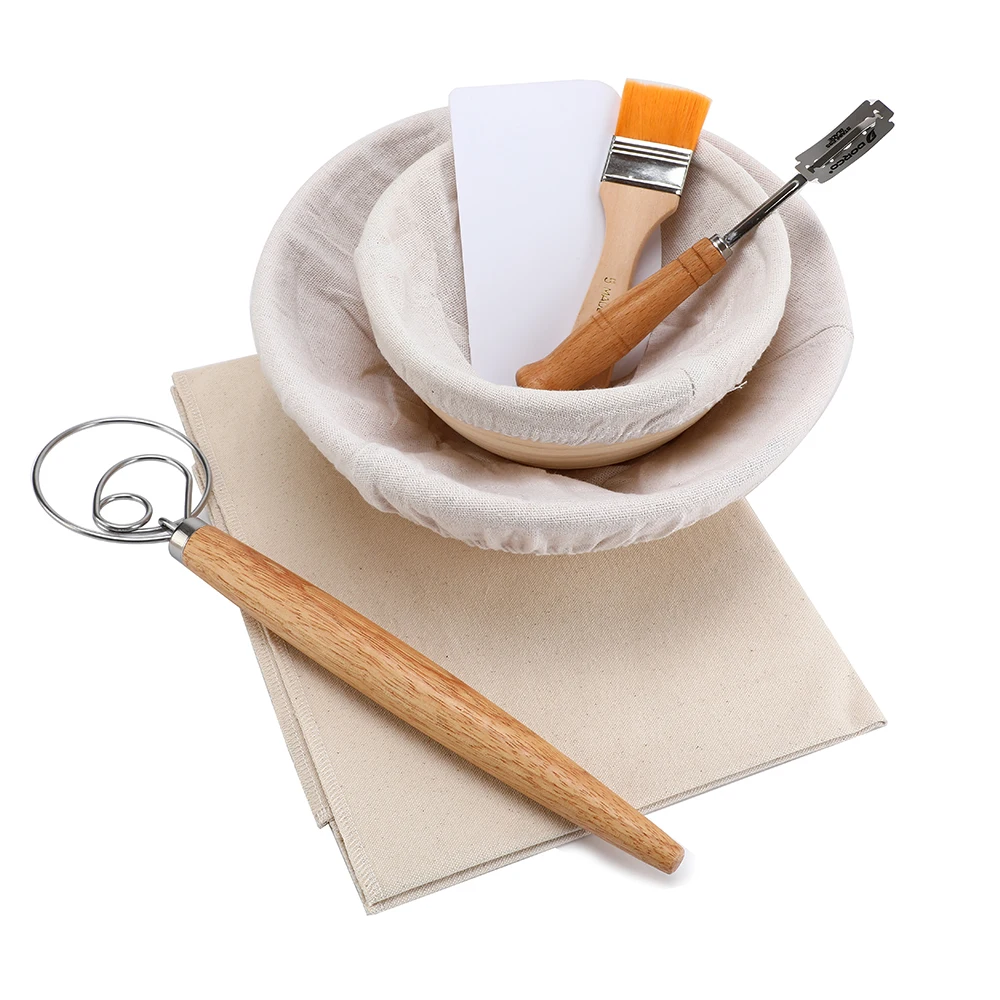 7PCS Banneton Fermentation Proofing Rattan Basket Dough Bread with Arc Curved Knife Scraper Brush Danish Whisk Linen
7PCS Banneton Fermentation Proofing Rattan Basket Dough Bread with Arc Curved Knife Scraper Brush Danish Whisk Linen