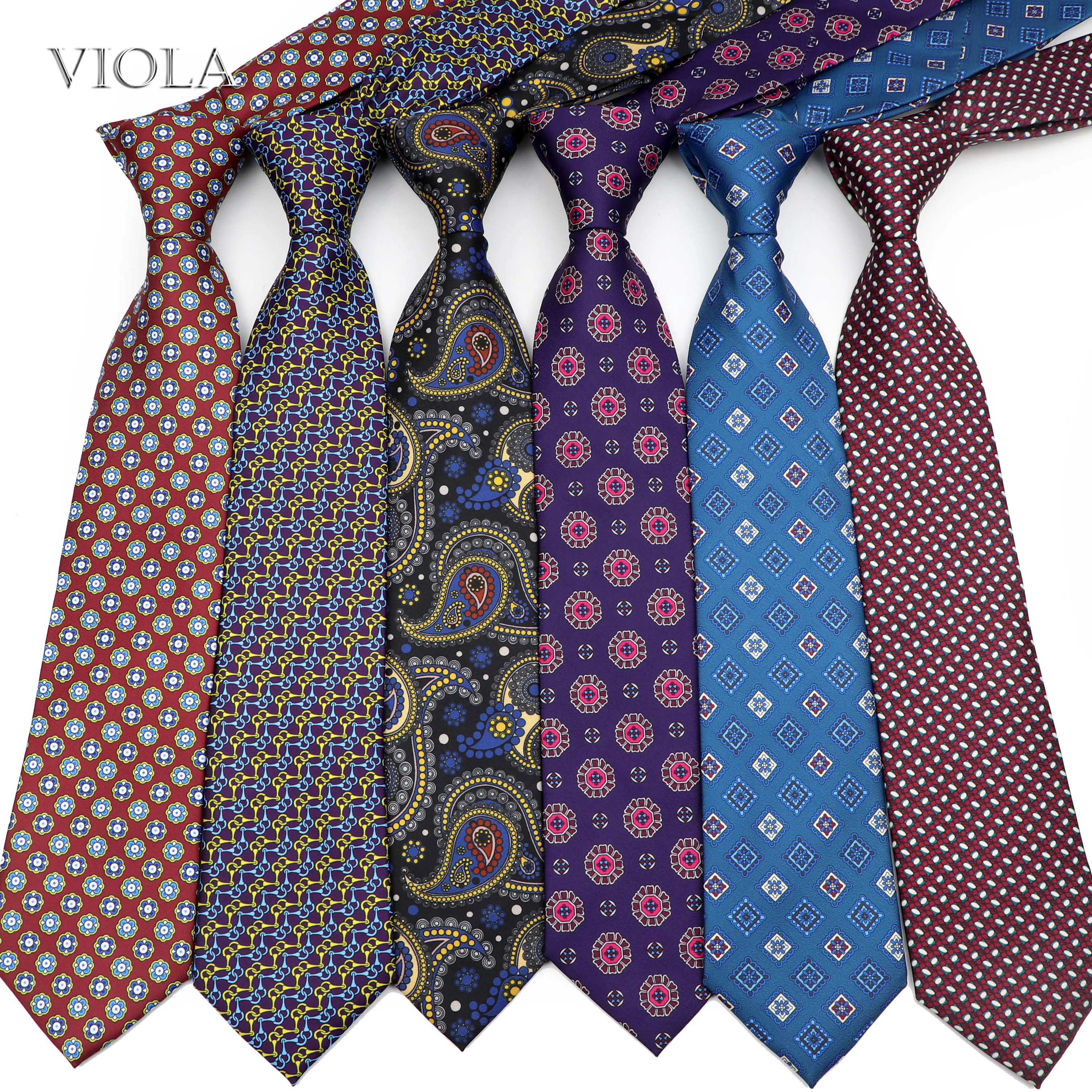 Silk Touch Vintage Polyester Tie Print 7cm Luxury Floral Necktie Plaid Dot Paisley Cravat Banquet Suit Tuxedo Gift For Men Daily |
