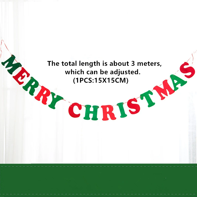 Finished Felt Christmas Flag Hanging Decorations of window DIY Craft Felt Supplies Merry Christmas Felt Flag Decorate Room&Doors 
Finished Felt Christmas Flag Hanging Decorations of window DIY Craft Felt Supplies Merry Christmas Felt Flag Decorate Room&Doors