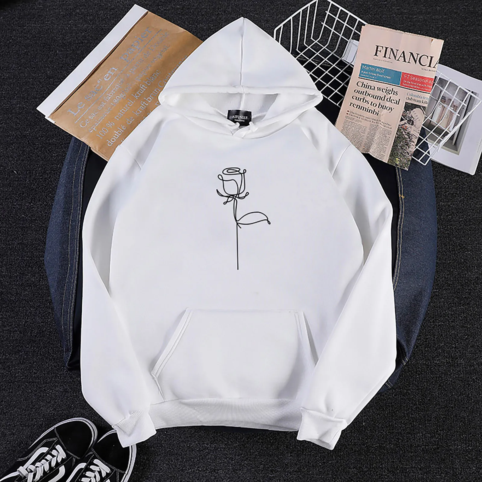 2021 Female Simple Hoodie Ladies Rose Print Hooden Pullover Long Sleeve Casual O-Neck Tops For Woman Autumn Winter Pull Femme 
2021 Female Simple Hoodie Ladies Rose Print Hooden Pullover Long Sleeve Casual O-Neck Tops For Woman Autumn Winter Pull Femme