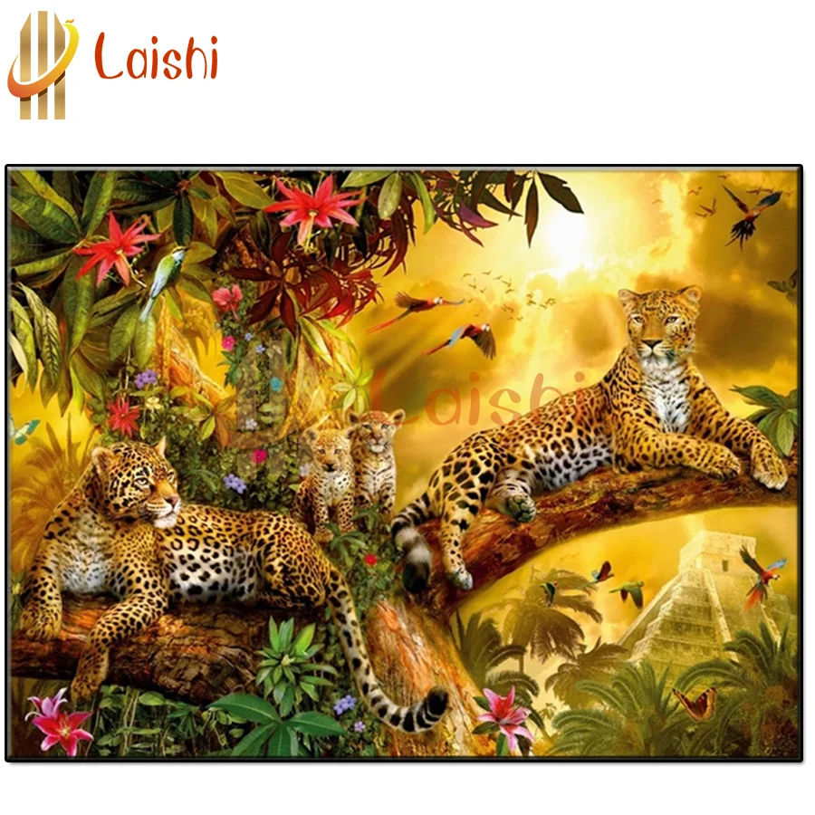 Набор для алмазной вышивки «закат», леопард, попугай 
Набор для алмазной вышивки «закат», леопард, попугай