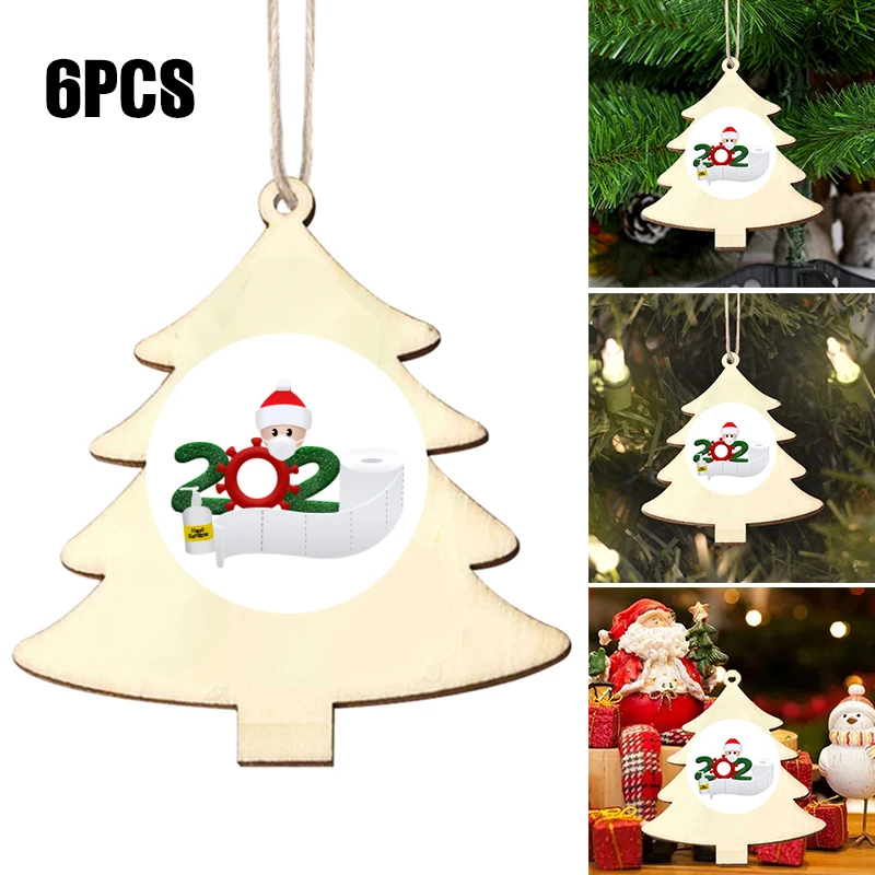 

6Pcs Garden Christmas Tree Wooden Sign Ornaments DIY Hanging Decorations for Xmas Parties Christmas Eve Family H9