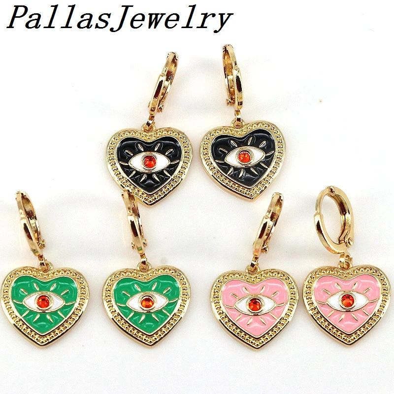 5Pairs Copper gold plated colorful enamel charms heart shape eye Lucky New Fashion Hoop Dangle Earrings
5Pairs Copper gold plated colorful enamel charms heart shape eye Lucky New Fashion Hoop Dangle Earrings