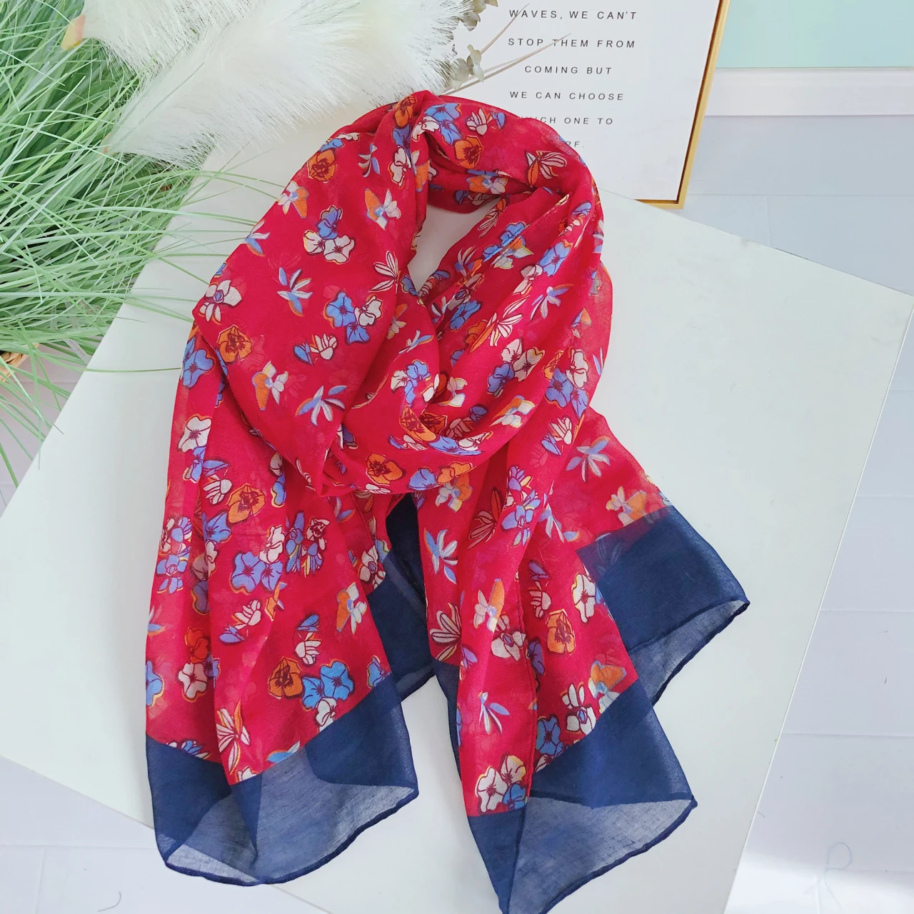 

2020 Fashion Small Floral Print Scarves Shawls Women Long Soft Blossom Ombre Flower Pattern Scarf Wrap Hijab Free Shipping