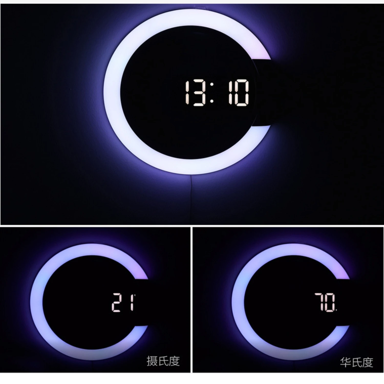 New Wall Lamp Colock Thermometer Remote Control Colorful Led Mirror Hollow Wall Clock Ring Light Thermometer Digital Alarm Clock
New Wall Lamp Colock Thermometer Remote Control Colorful Led Mirror Hollow Wall Clock Ring Light Thermometer Digital Alarm Clock