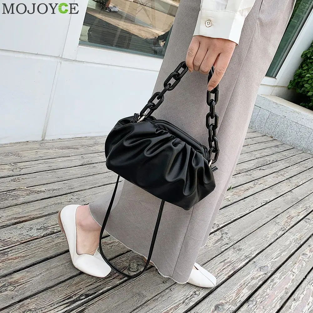 Fashion Pleated Soft PU Leather Single Shoulder Bag Women Thick Chain Dumpling Shape Clutch Solid Color Cloud Messenger Handbag
Fashion Pleated Soft PU Leather Single Shoulder Bag Women Thick Chain Dumpling Shape Clutch Solid Color Cloud Messenger Handbag