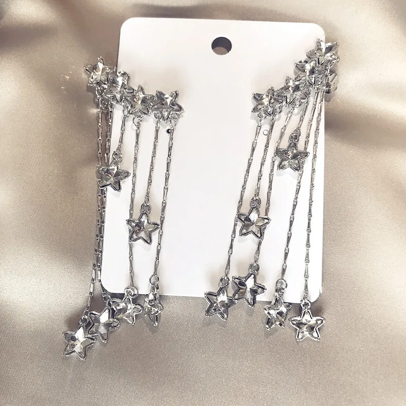New Arrival Maxi Women Fashion Zircon Bling Star Pendant Dangle Earrings Show Statement Accessories | Украшения и аксессуары