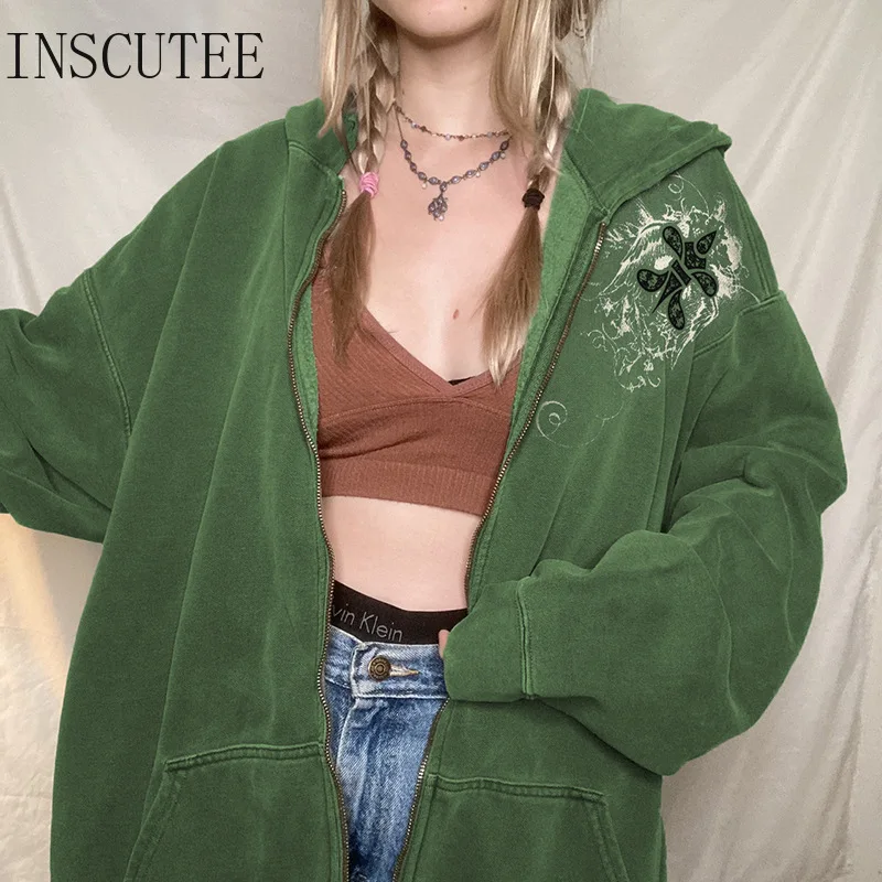 Inscutee Cottagecore Y2k Green Sweatshirt Women Autumn Winter Harajuku Streetwear Grunge Printed Loose Casual Emo Alt Cardigan
Inscutee Cottagecore Y2k Green Sweatshirt Women Autumn Winter Harajuku Streetwear Grunge Printed Loose Casual Emo Alt Cardigan