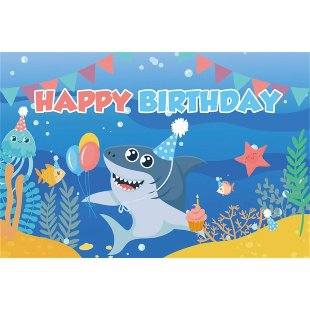 

Детский день рождения мультфильм Акула Дельфин цветной Коралл подводный мир вечерние фотография Фон фотография