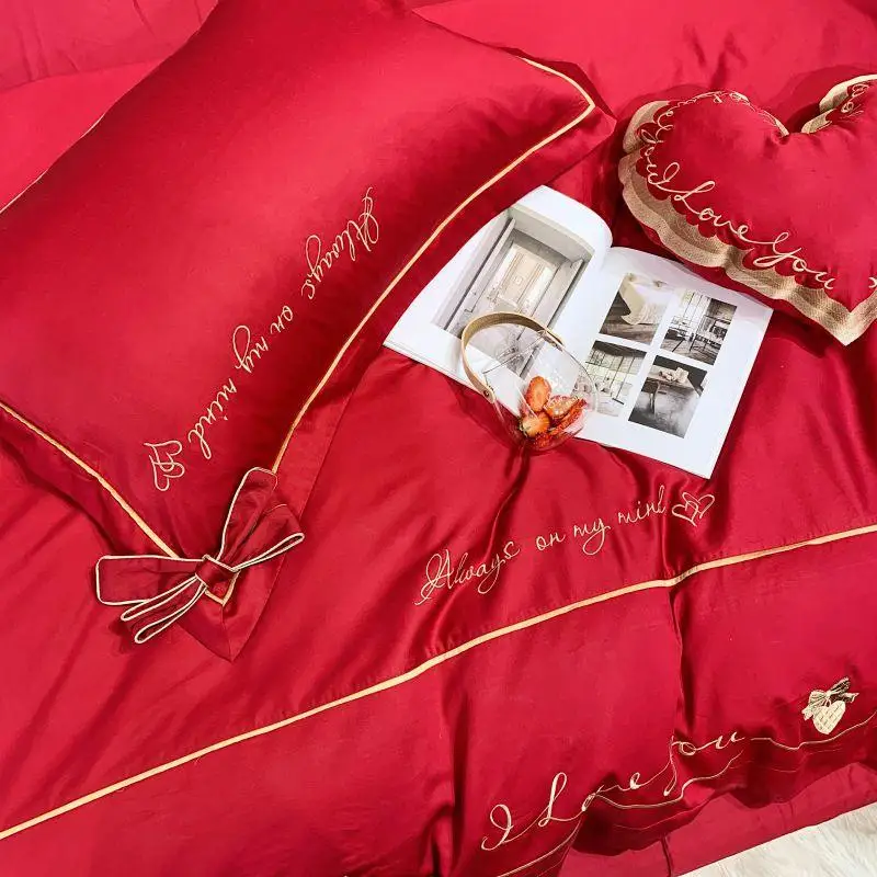 43Solid Pink Red Girls Bedding Love You Embroidery Duvet cover 4/7Pieces Bedding Set King Queen size Bed sheet set Pillow shams
43Solid Pink Red Girls Bedding Love You Embroidery Duvet cover 4/7Pieces Bedding Set King Queen size Bed sheet set Pillow shams