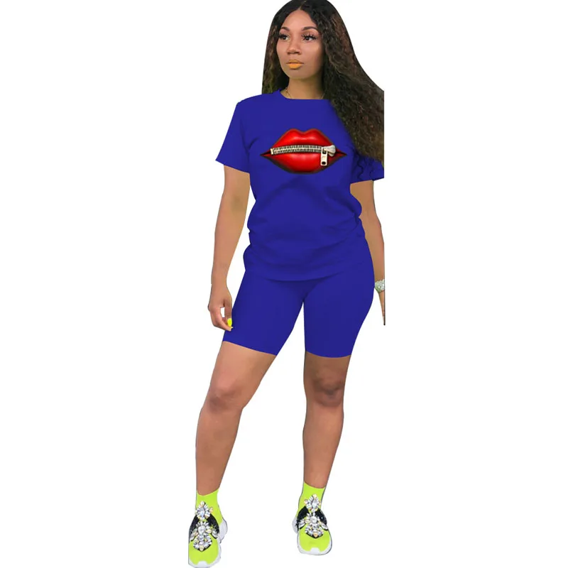 2020 Summer Women Tracksuit Lips Print Plus Size Two Piece Set Top and Biker Shorts Lounge Wear Outfits Matching Sets
2020 Summer Women Tracksuit Lips Print Plus Size Two Piece Set Top and Biker Shorts Lounge Wear Outfits Matching Sets