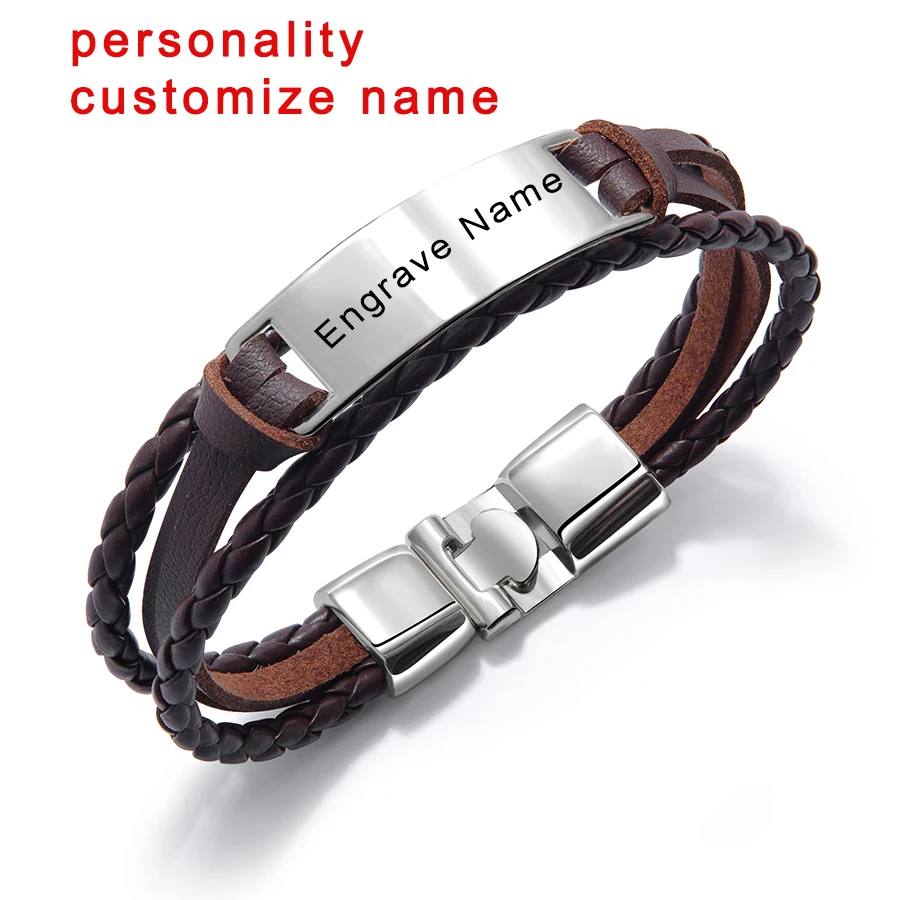 personality Custom Logo Name Engrave Leather Bracelet men Handmade life-saving Rope Id Bracelets
personality Custom Logo Name Engrave Leather Bracelet men Handmade life-saving Rope Id Bracelets