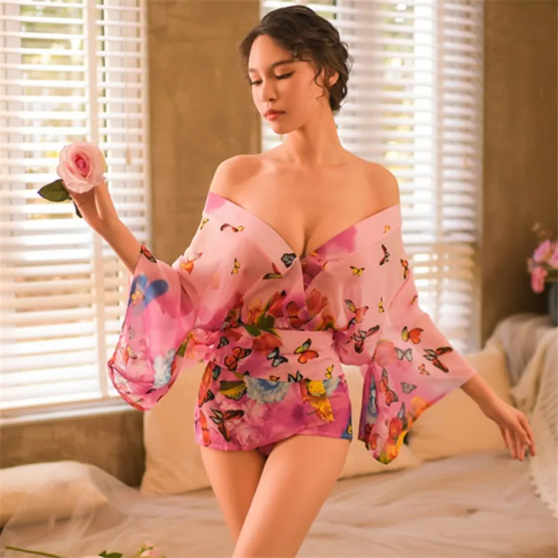 Women's Sexy Print Chiffon Nightgown Sexy Ladies Chiffon Kimono Bow style Nightdress Japanese Gown Bath Nightwear Set
Women's Sexy Print Chiffon Nightgown Sexy Ladies Chiffon Kimono Bow style Nightdress Japanese Gown Bath Nightwear Set