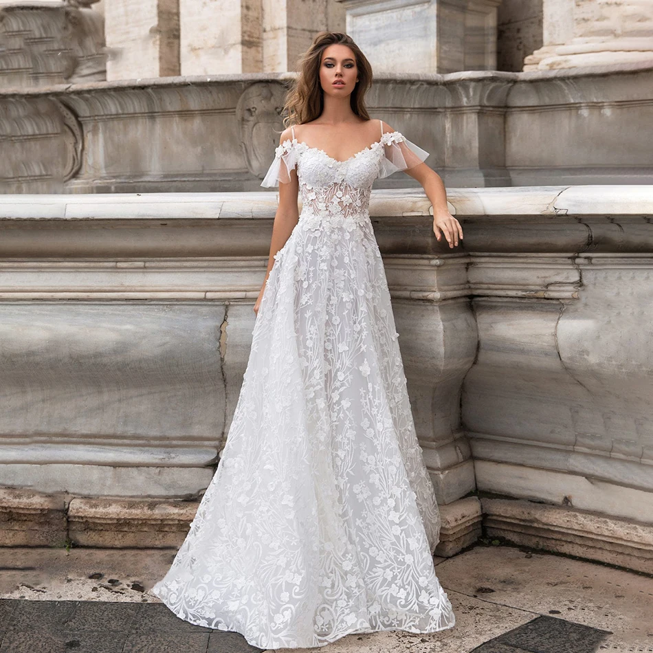 Backless Wedding Dresses A-line Spaghetti Straps Tulle Lace Boho Dubai Arabic Wedding Gown Bridal Dress Vestido De Noiva
Backless Wedding Dresses A-line Spaghetti Straps Tulle Lace Boho Dubai Arabic Wedding Gown Bridal Dress Vestido De Noiva