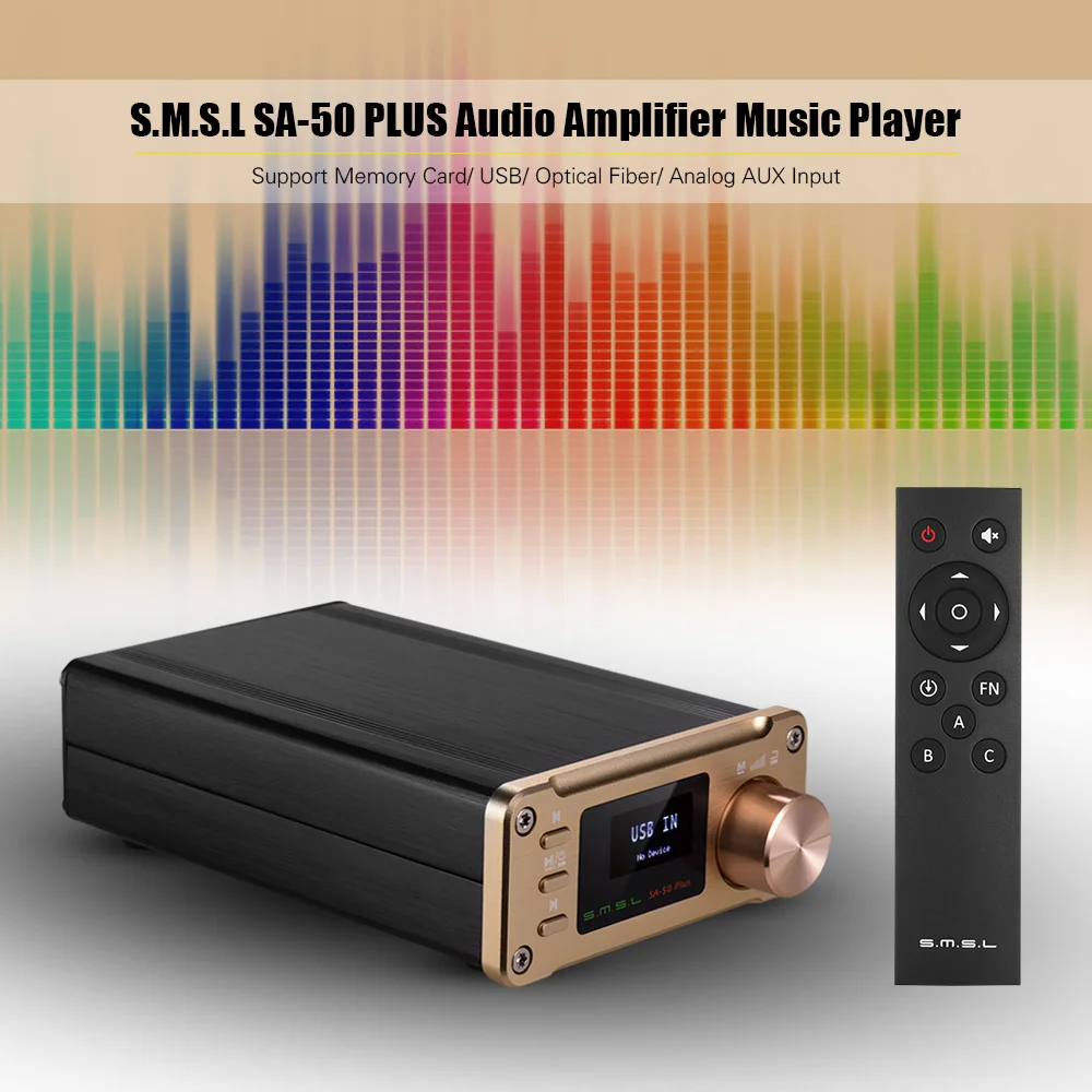 

S.M.S.L SA-50 PLUS цифровой аудио усилитель музыкальный плеер Поддержка карты памяти/USB/оптический вход Беспроводной удаленный адаптер питания