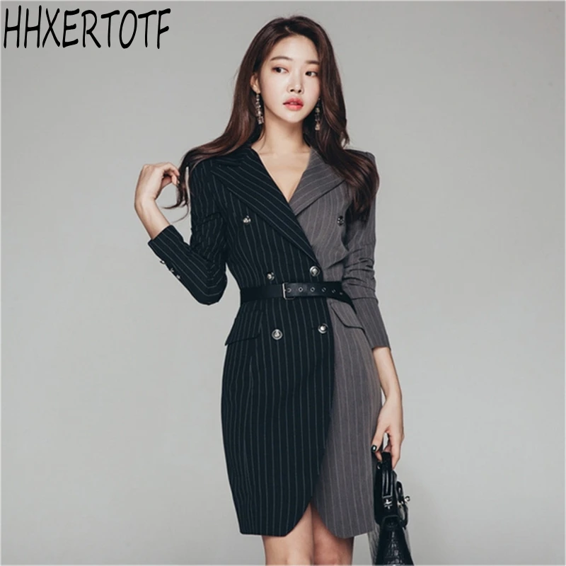2021 spring fashion elegant women Double Breasted Color Matching Pencil Bodycon Sheath OL Stripe Dresses Vestidos
2021 spring fashion elegant women Double Breasted Color Matching Pencil Bodycon Sheath OL Stripe Dresses Vestidos