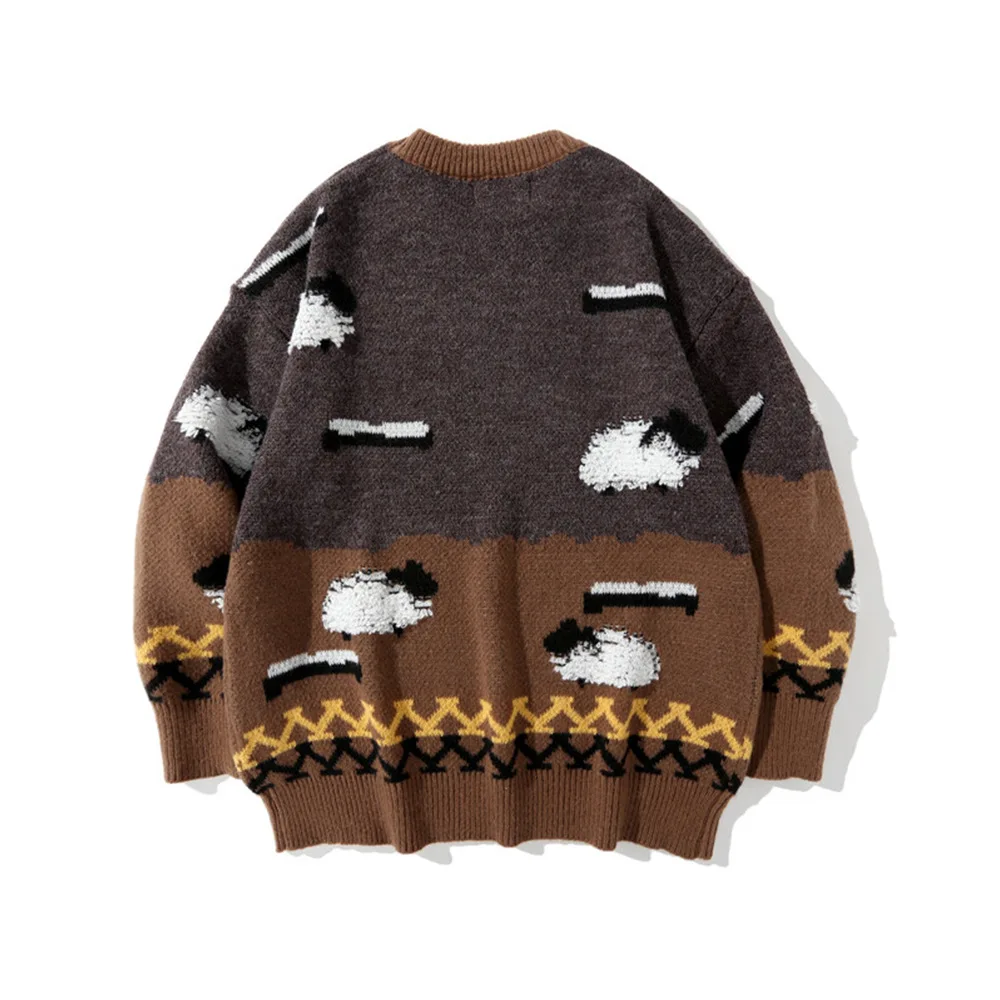 SEVEYFAN Men's Funny Cartoon Embroidery Sweater Color Contrast Loose Cotton Pullover Knitwear for Couples
SEVEYFAN Men's Funny Cartoon Embroidery Sweater Color Contrast Loose Cotton Pullover Knitwear for Couples
