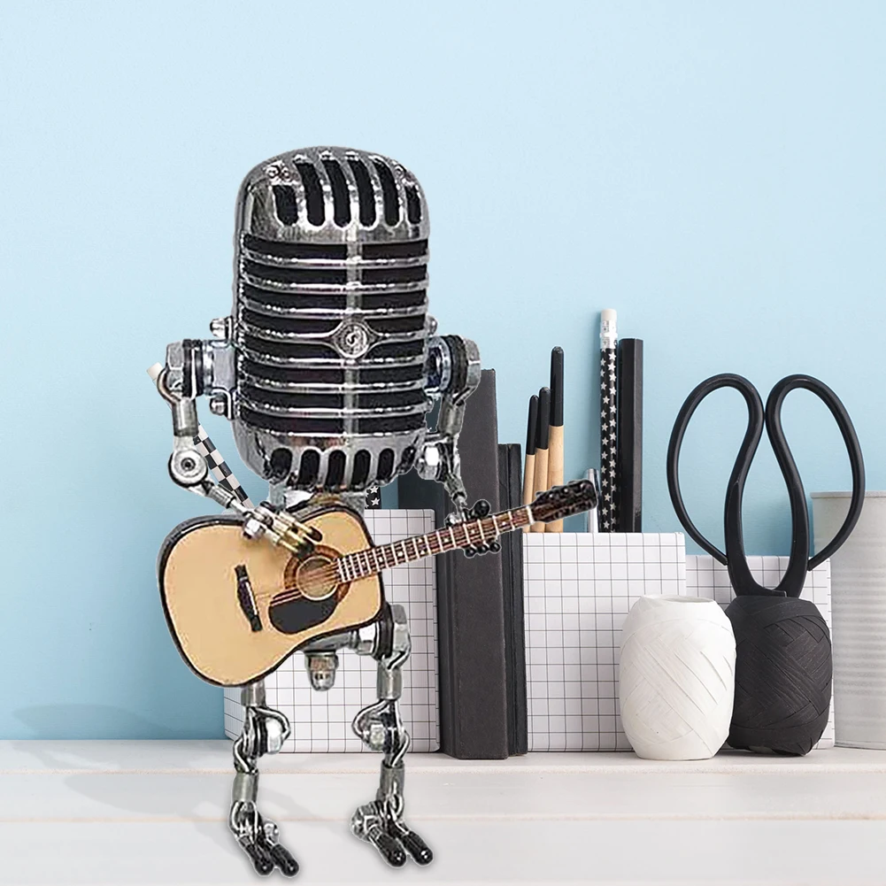 Vintage Metal Microphone Robot with Guitar Touch Dimmer Lamp Sturdy Free Adjustment for Office Home Desktop Decor Night Light
Vintage Metal Microphone Robot with Guitar Touch Dimmer Lamp Sturdy Free Adjustment for Office Home Desktop Decor Night Light
