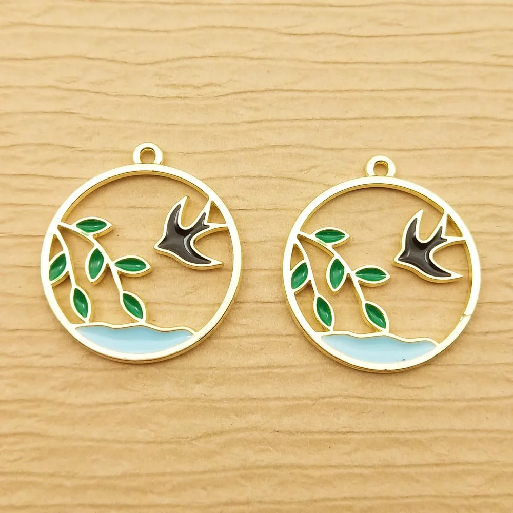 

10pcs 22x25mm enamel swallow charm for jewelry making crafting cute earring pendant necklace charm bracelet charms diy finding