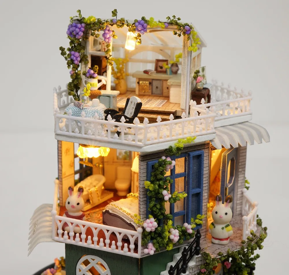 

Miniaturas Music Box Doll Houses DIY 3D Wooden Doll House Miniature dollhouse Furniture Kit Toys for Children Birthday Gifts