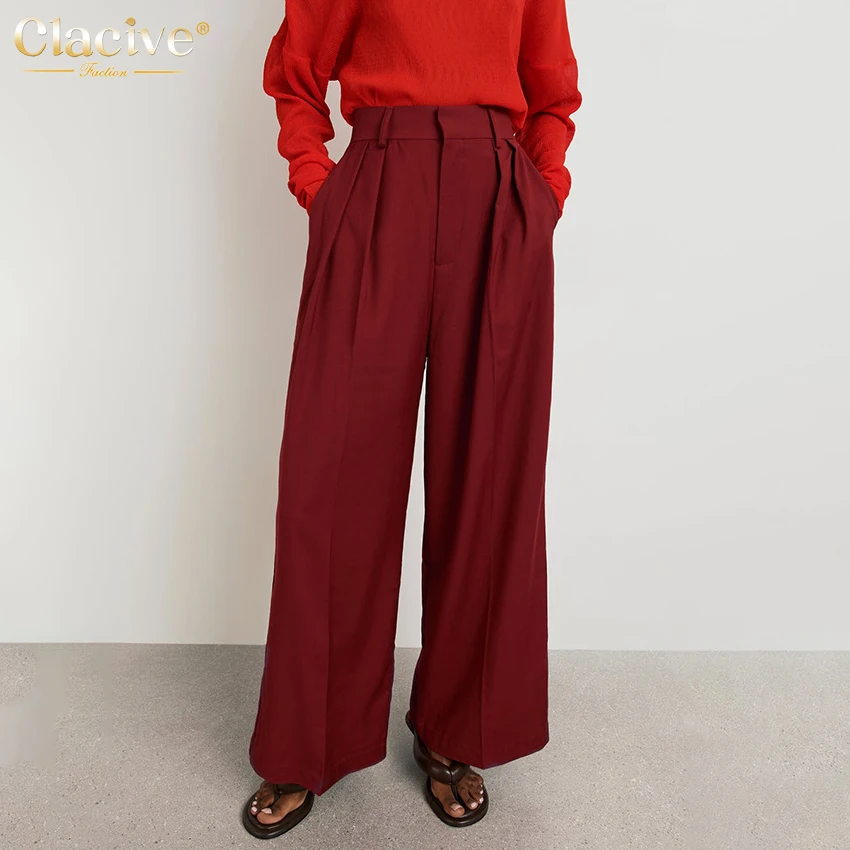 Clacive Fashion Red Office Women'S Pants 2022 Elegant Loose High Waist Wide Trousers Ladies Casual Pleated Female Pants Korea
Clacive Fashion Red Office Women'S Pants 2022 Elegant Loose High Waist Wide Trousers Ladies Casual Pleated Female Pants Korea