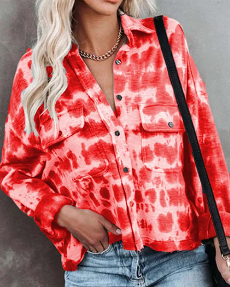 S-5XL Spring Autumn Plus Size Women Tie Dye Button Front Shirt 2021 Femme Casual Flap Detail Drop Shoulder Blouse Lady Outfits
S-5XL Spring Autumn Plus Size Women Tie Dye Button Front Shirt 2021 Femme Casual Flap Detail Drop Shoulder Blouse Lady Outfits