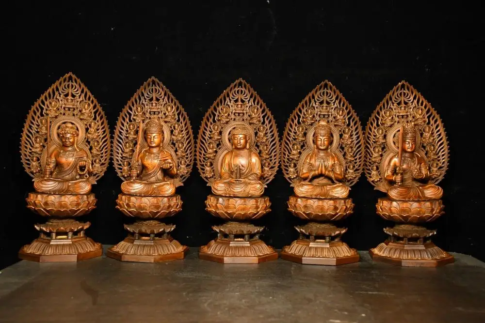 Home Decor 12" China Collection Old Boxwood Five Buddhist Buddha Statues Guanyin Bodhisattva Statue set Amitabha statue
Home Decor 12" China Collection Old Boxwood Five Buddhist Buddha Statues Guanyin Bodhisattva Statue set Amitabha statue