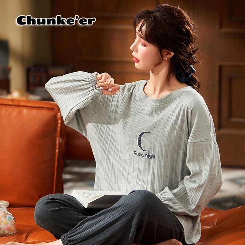 Женская Хлопковая пижама с длинным рукавом, Новая Домашняя одежда, милая Корейская Повседневная Верхняя одежда с кукольным воротником, кос... 
Женская Хлопковая пижама с длинным рукавом, Новая Домашняя одежда, милая Корейская Повседневная Верхняя одежда с кукольным воротником, кос...
