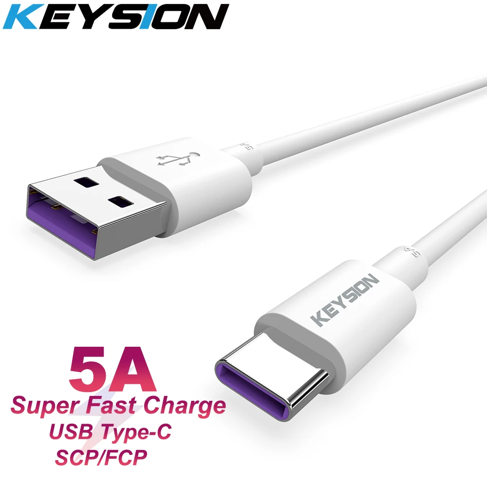 

KEYSION USB C Cable 5A Supercharge USB Type C Cable for Huawei P30 P20 Pro Mate20 10 Pro P10 Plus lite Quick Charging Fast Cable