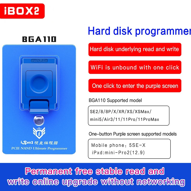 IBOX 2 Nand программатор для iPhone 8 X XS 11 PRO MAX SE2 AIR3 MINI 5 один ключ фиолетовый экран BGA110 жесткий диск программатор памяти
IBOX 2 Nand программатор для iPhone 8 X XS 11 PRO MAX SE2 AIR3 MINI 5 один ключ фиолетовый экран BGA110 жесткий диск программатор памяти