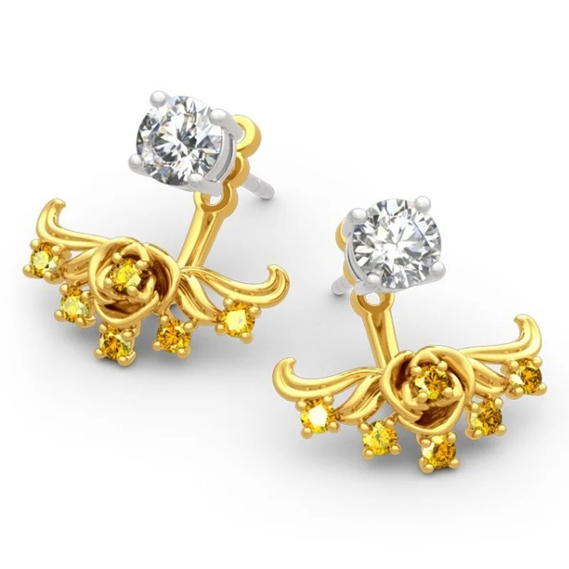 

New popular luxury creative petal upside-down earrings women's fashion romantic banquet wedding charm jewelry accessories gifts