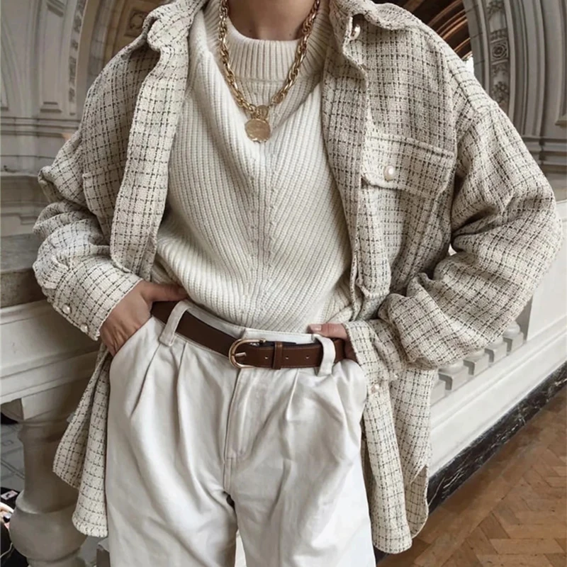 Women Wool Blend Coat Plaid Autumn Winter Jacket Casual Female Outwear Single Breasted Women Spring Coat Oversize Clothing LL242
Women Wool Blend Coat Plaid Autumn Winter Jacket Casual Female Outwear Single Breasted Women Spring Coat Oversize Clothing LL242