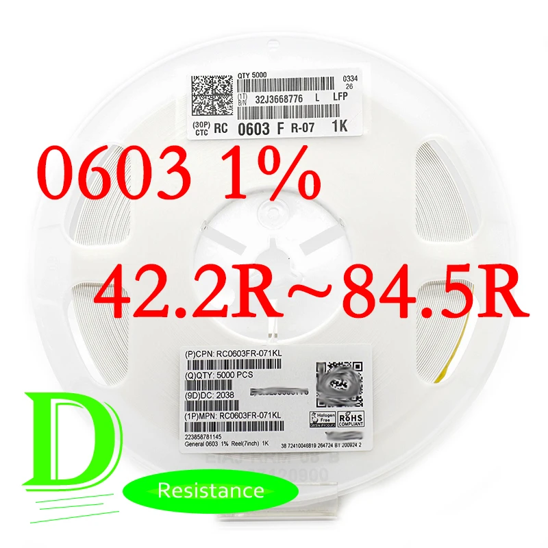 100PCS SMD Резистор серии RC 0603 1% оригинальный RC0603FR-07 серии 42.2R-84.5R Все резисторы 43R 47R 51R 56R 62R 68R 75R 82R
100PCS SMD Резистор серии RC 0603 1% оригинальный RC0603FR-07 серии 42.2R-84.5R Все резисторы 43R 47R 51R 56R 62R 68R 75R 82R