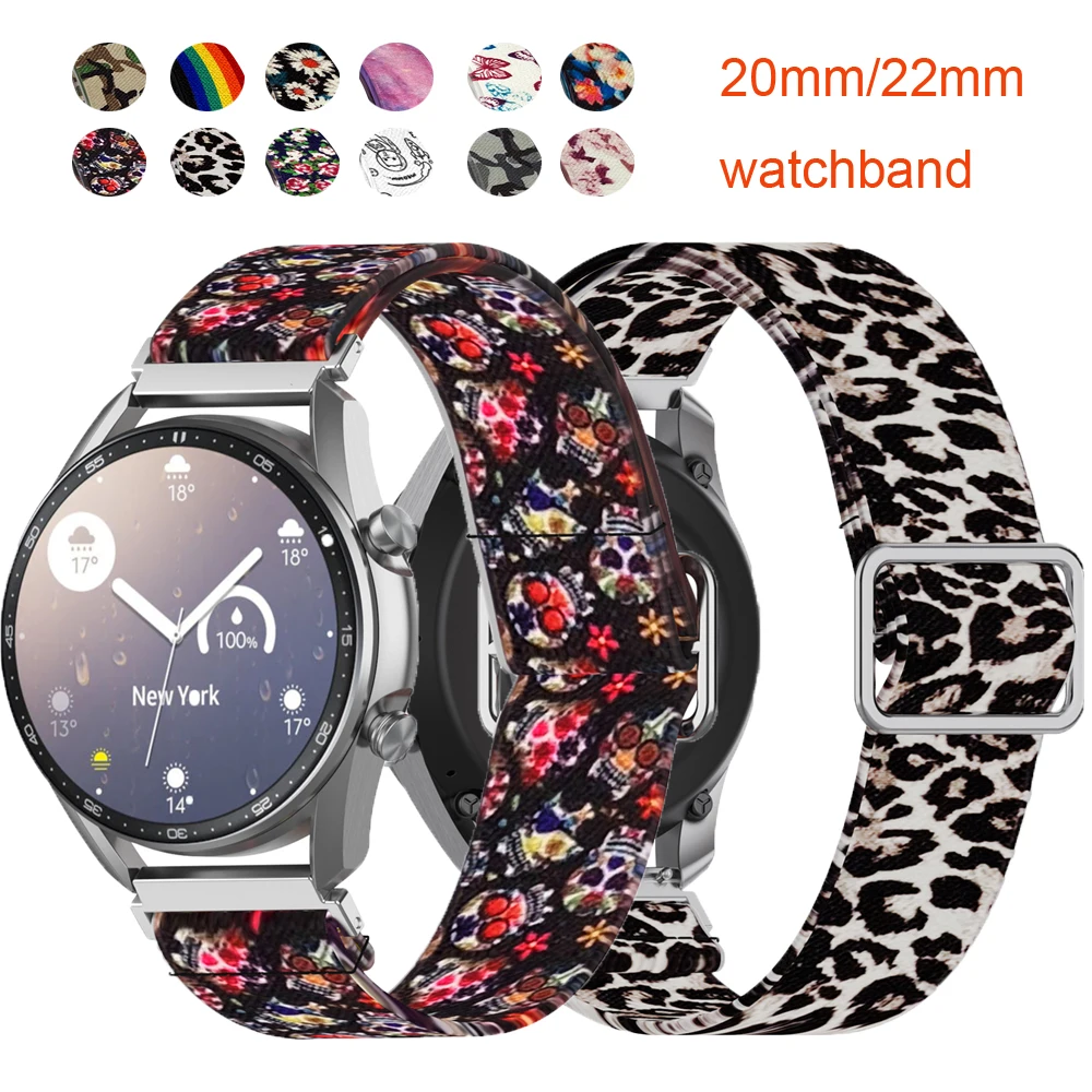 

20mm 22mm correa for samsung galaxy watch 3 45mm 41mm 46mm 42mm active 2 band Gear S3 Frontier Classic Adjustable Elastic strap