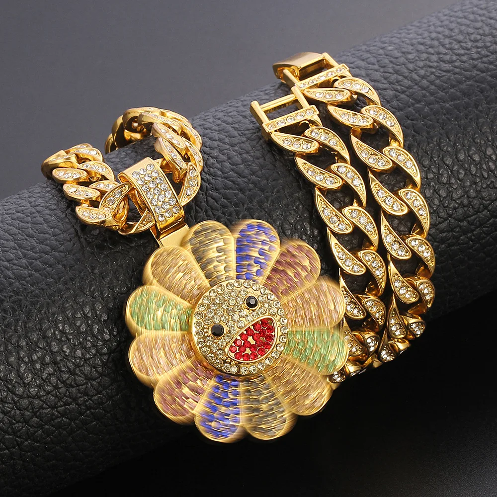 Men Hip Hop Iced Out Bling Sunflower Shape Pendant Necklace Multicolour Fashion Cuban Chain Choker Charm Necklace Jewelry Gifts
Men Hip Hop Iced Out Bling Sunflower Shape Pendant Necklace Multicolour Fashion Cuban Chain Choker Charm Necklace Jewelry Gifts