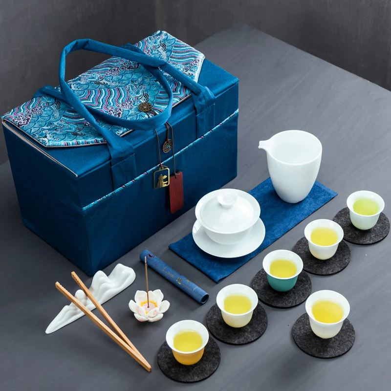 Porcelain Travel Tea Set Kung Fu Portable Tea Caddy Outdoor Chinese Teapot Tea Set Gift Box Juego De Te Drinkware DE50CJ
Porcelain Travel Tea Set Kung Fu Portable Tea Caddy Outdoor Chinese Teapot Tea Set Gift Box Juego De Te Drinkware DE50CJ