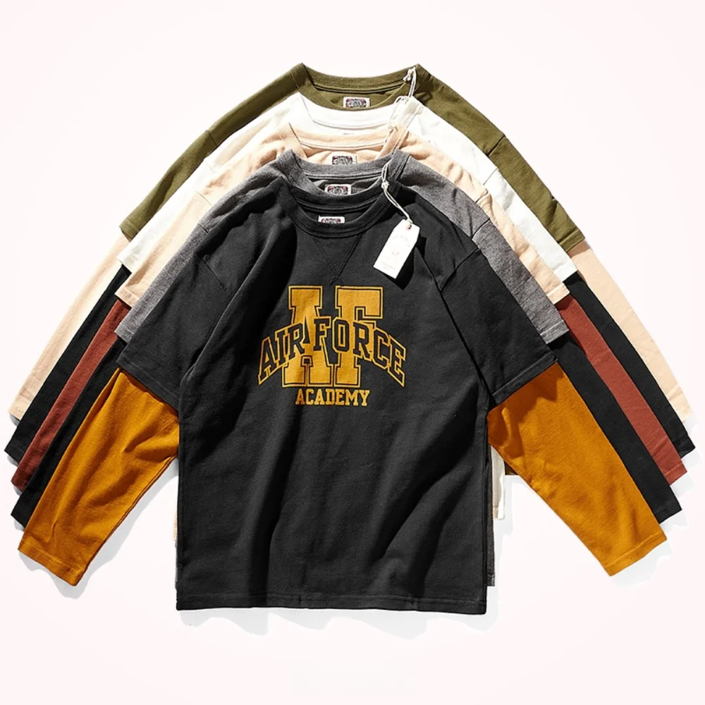 Cotton Long-Sleeved T-shirt Men 's Retro Style Contrast Colors False- Two - Piece Patchwork Base Top
Cotton Long-Sleeved T-shirt Men 's Retro Style Contrast Colors False- Two - Piece Patchwork Base Top