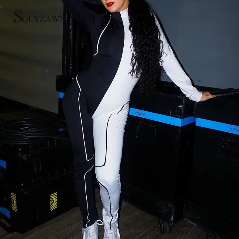 Color Block Stand Collar Club Rompers Womens Jumpsuit Long Sleeve Slim Fitness Sportswear Overalls Bodysuit Knit Long Playsuit
Color Block Stand Collar Club Rompers Womens Jumpsuit Long Sleeve Slim Fitness Sportswear Overalls Bodysuit Knit Long Playsuit