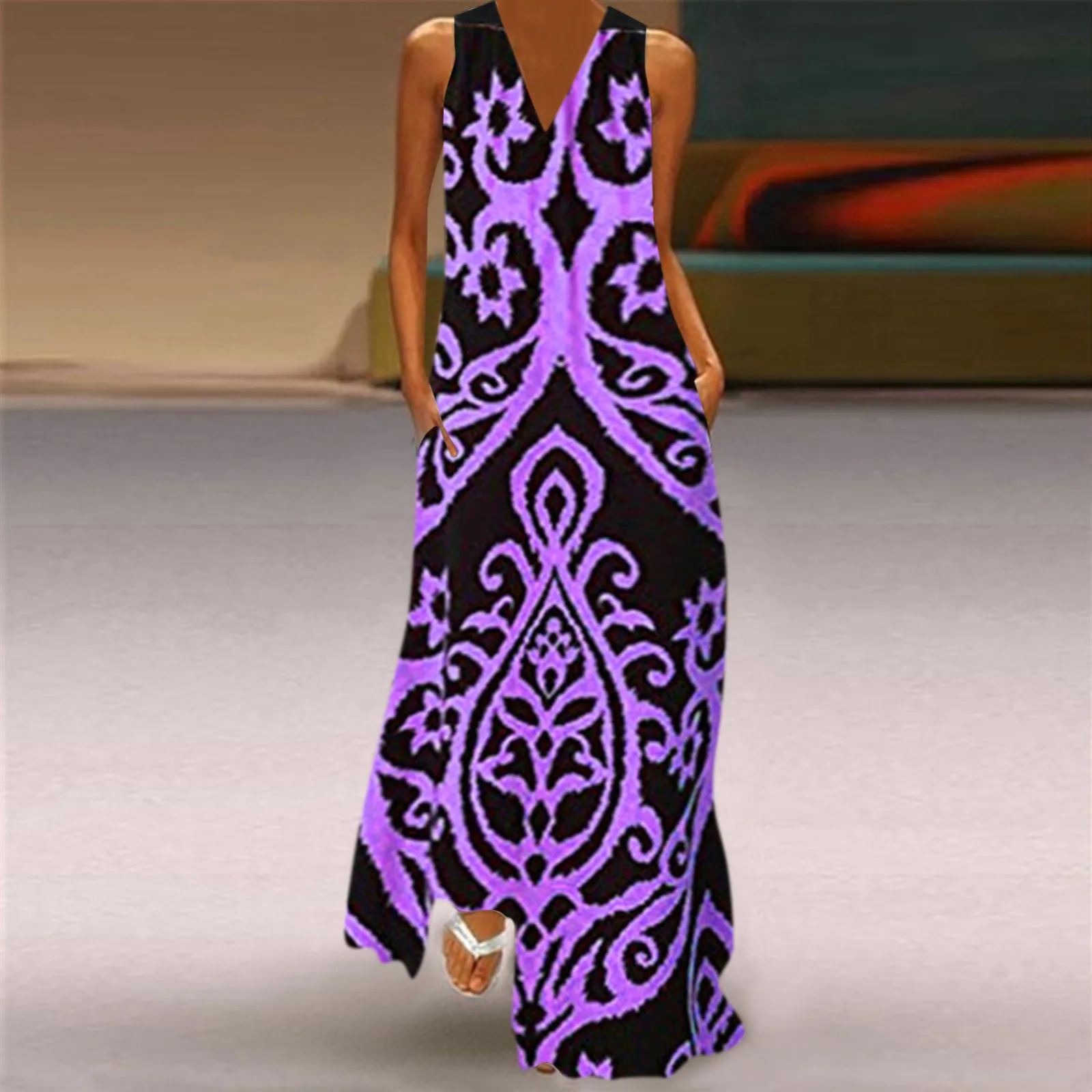 2021 New Women Casual Plus Size Vestidos Girls Dresses Summer Sleeveless Print V-neck Dress Summer Party Cami Dress With Pockets
2021 New Women Casual Plus Size Vestidos Girls Dresses Summer Sleeveless Print V-neck Dress Summer Party Cami Dress With Pockets