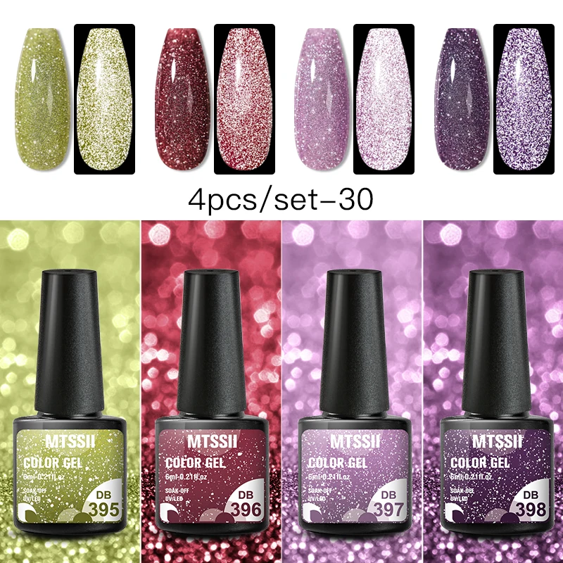 Mtssii 2/4/6 шт набор гель-лаков для ногтей светоотражающий Блестящий лазерный гель Полупостоянный впитывающий Светодиодный УФ-гель лак для ног...
Mtssii 2/4/6 шт набор гель-лаков для ногтей светоотражающий Блестящий лазерный гель Полупостоянный впитывающий Светодиодный УФ-гель лак для ног...